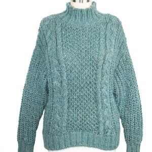 Universal Thread Chunky Cable Knit Mock Neck Sweater Teal Green XS